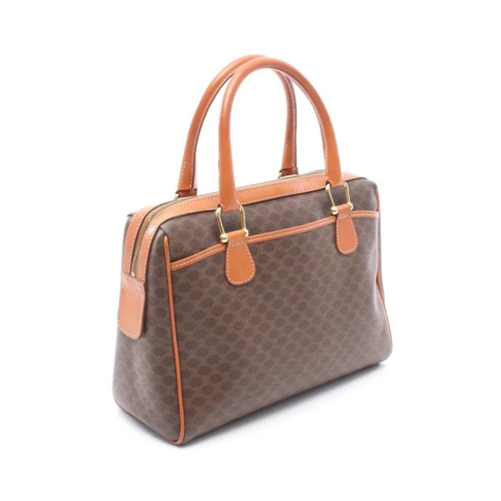 Celine Macadam brown leather handbag canvas Brown
